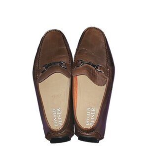 Donald Pliner Leather Horse Bit Shoes Mens Size 12 Brown Slip On Loafers